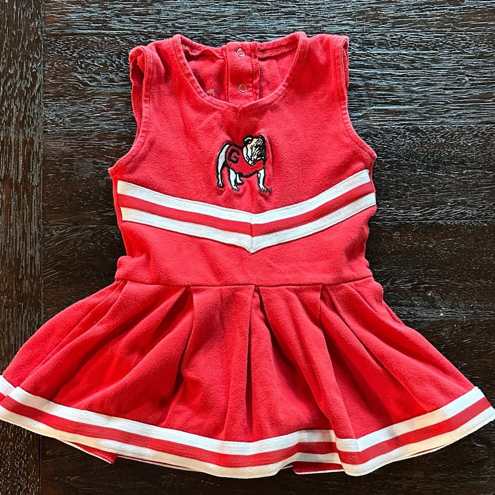 Red Toddler Cheer Dress with Bulldog Patch